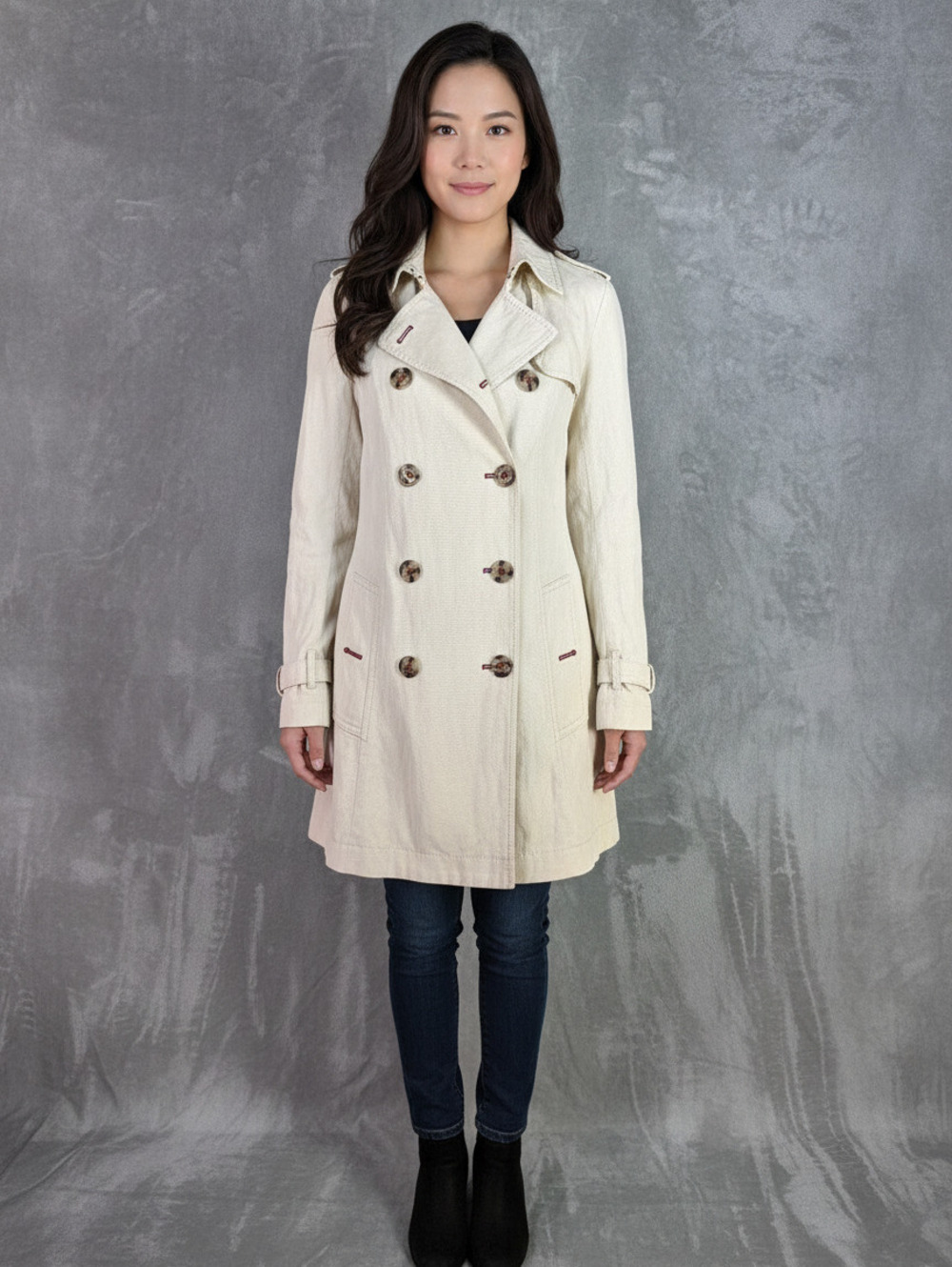 Banana Republic Women's Light Beige Double Breasted Trench Coat Size L
